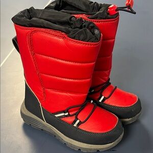 Lands' End Kids Red and Navy Snow Boots